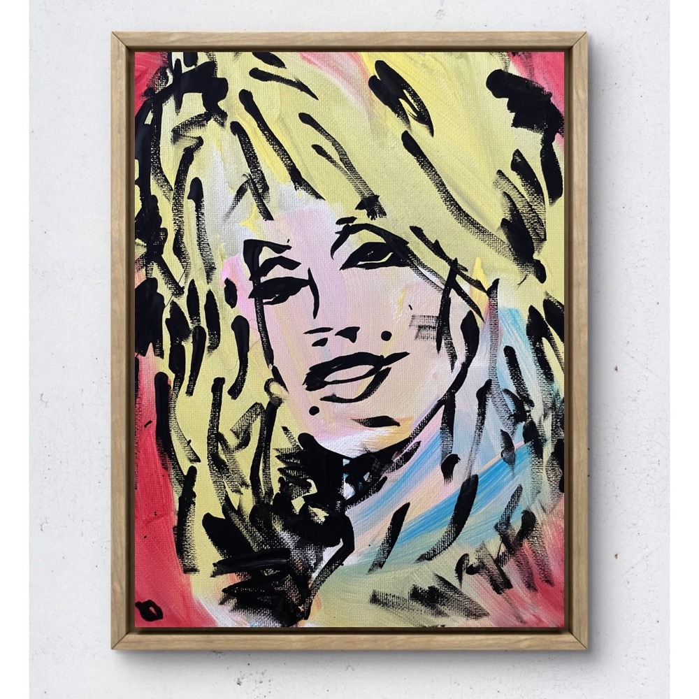 OMAN Dolly Parton Abstract Pop Art Portrait Painting 8x10 Canvas